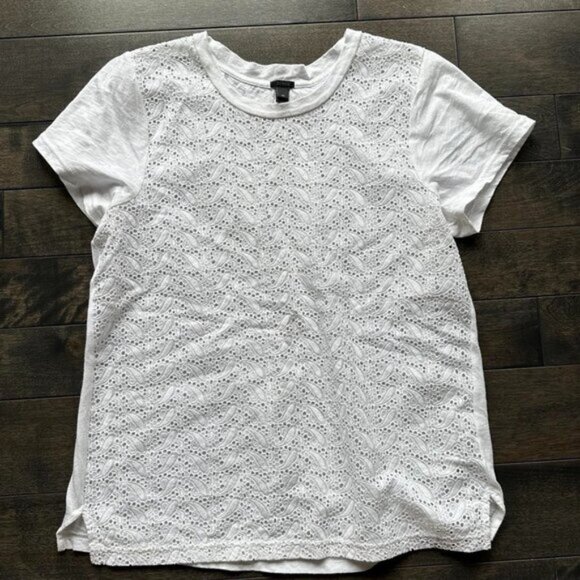 JCrew Eyelet Cotton T-shirt - Picture 1 of 2